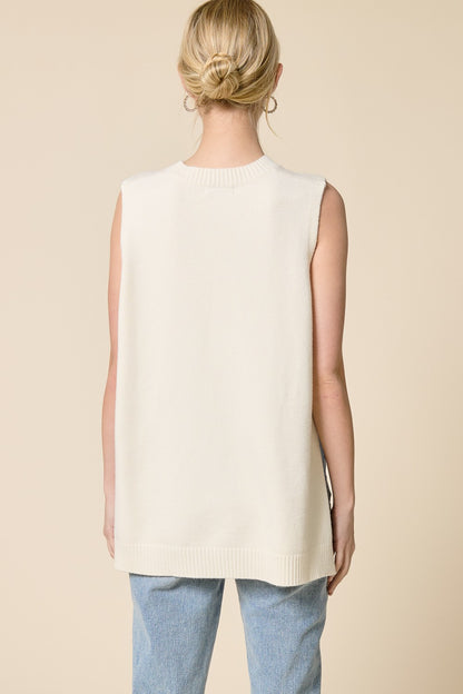 High Low Sleeveless Sweater Coconut Milk