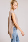 High Low Sleeveless Sweater Dark Beige