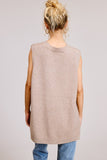 High Low Sleeveless Sweater Dark Beige