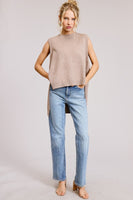High Low Sleeveless Sweater Dark Beige