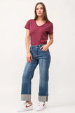 Holly High Rise Cuffed Straight Jeans Provance