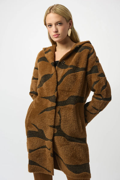 Hooded Animal Print Coat