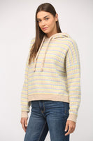 Hooded Texture Stripe Sweater