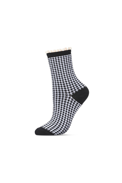 Houndstooth Lace Cuff Socks