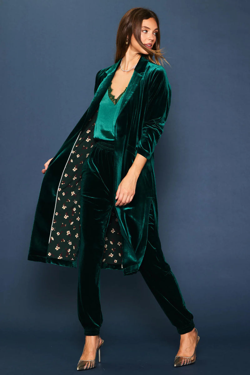 Hunter Green Velvet Duster Coat – SF Siren