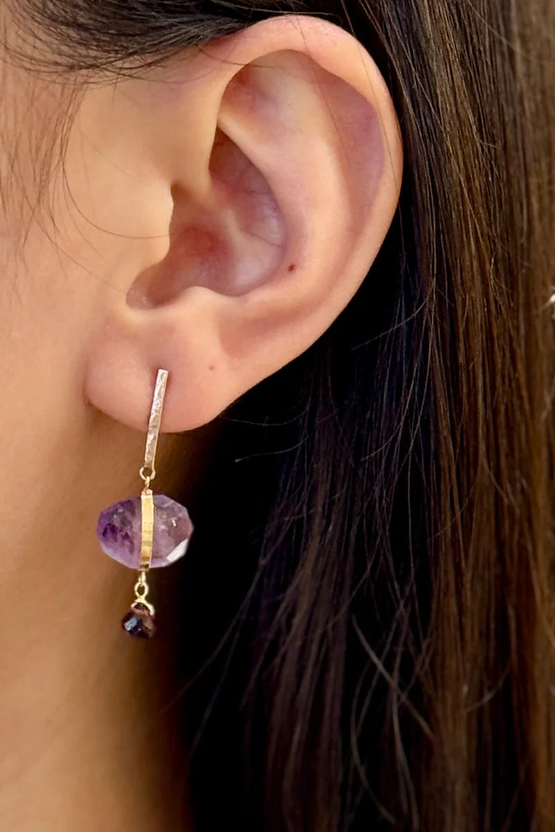 Amethyst & Garnet Drop Earrings