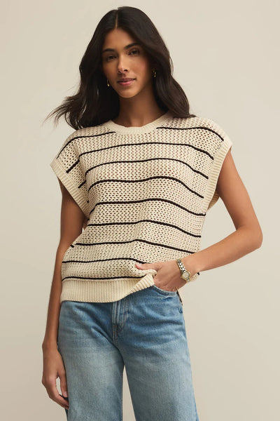 Ines Striped Crochet Knit Top