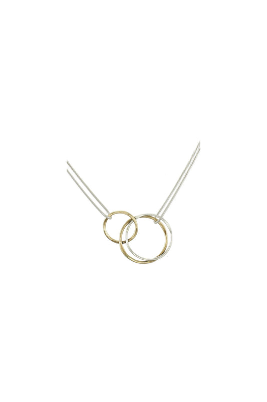 Interlocking Hammered Rings Necklace