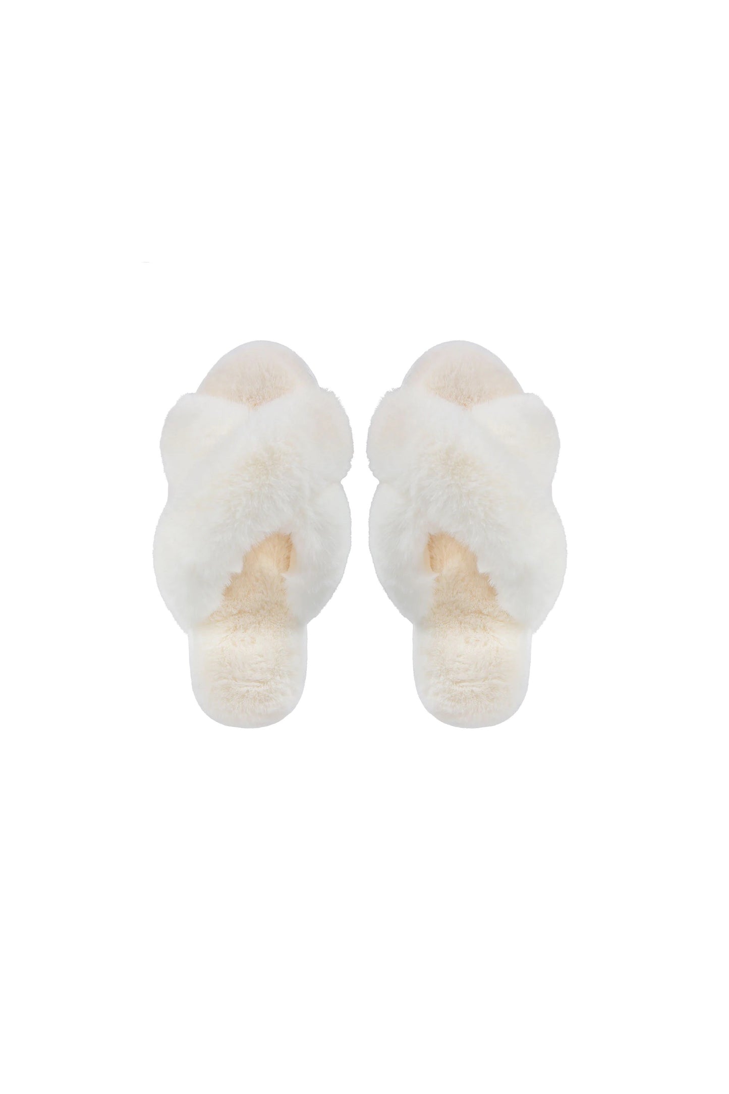 Ivory Faux Fur Plush Slippers