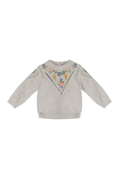 Ivy Floral Embroidered Baby Sweater
