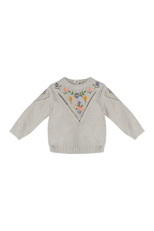 Ivy Floral Embroidered Baby Sweater