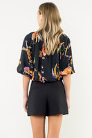 3/4 Sleeve Stripe Floral Mix Top