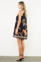 Floral Stripe Mix Halter Dress