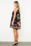 Floral Stripe Mix Halter Dress