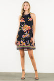 Floral Stripe Mix Halter Dress