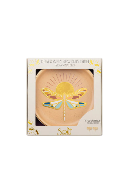 Jewelry Dish & Earring Set Dragonfly