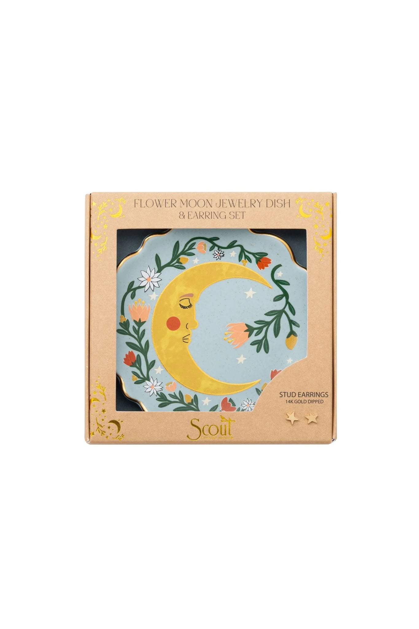 Jewelry Dish & Earring Set Flower Moon
