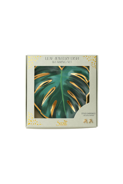 Jewelry Dish & Earring Set Leaf