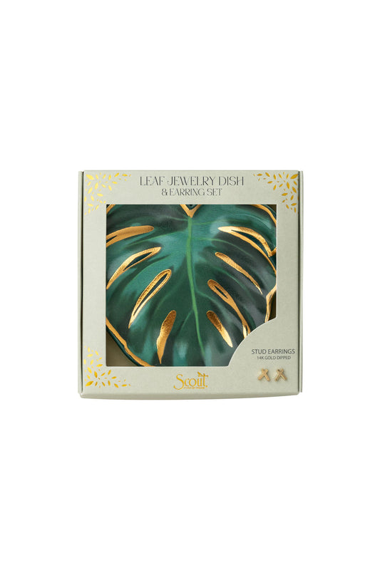 Jewelry Dish & Earring Set Leaf