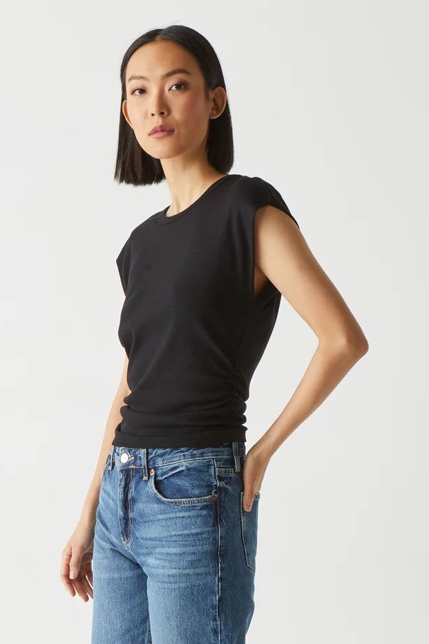 Joni Power Shoulder Tee Black