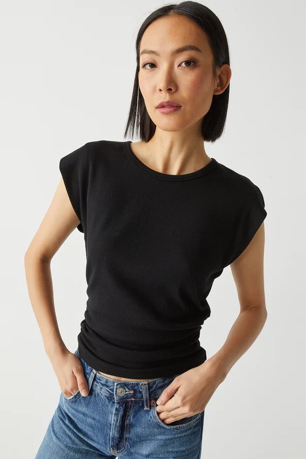 Joni Power Shoulder Tee Black