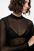 Kaia Sheer Black Spot Mesh Top