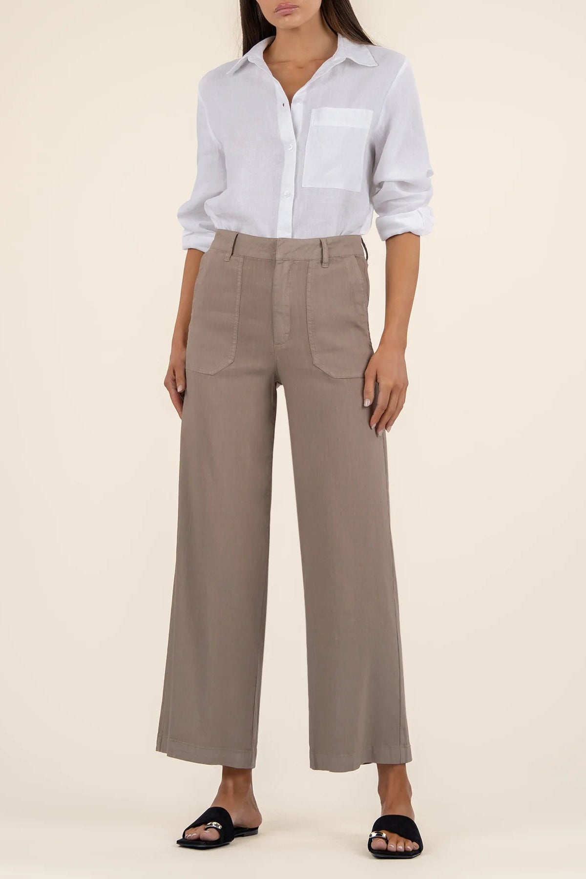 Topaz Linen Wide Leg Khaki