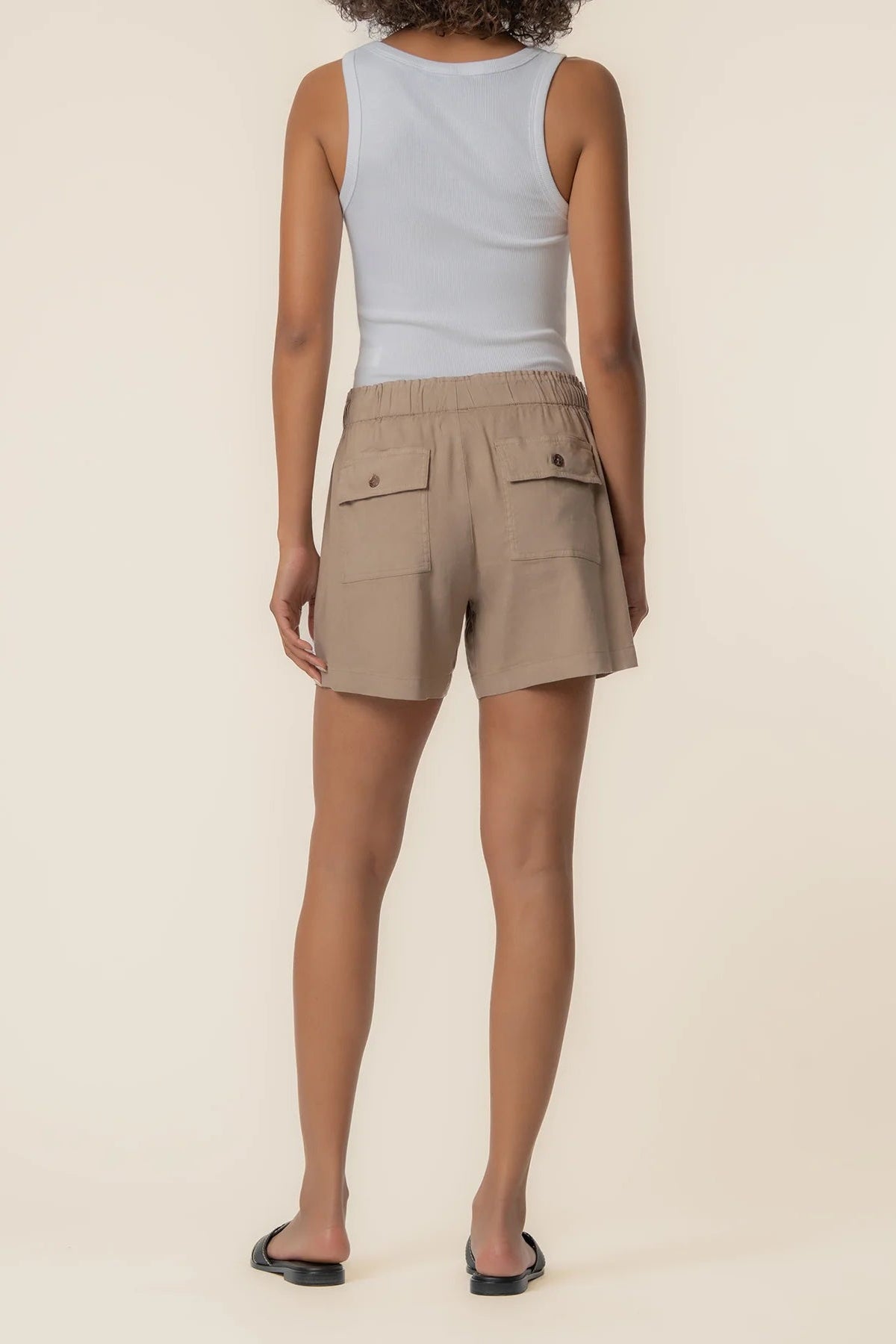 Katana Linen Drawstring Shorts Khaki