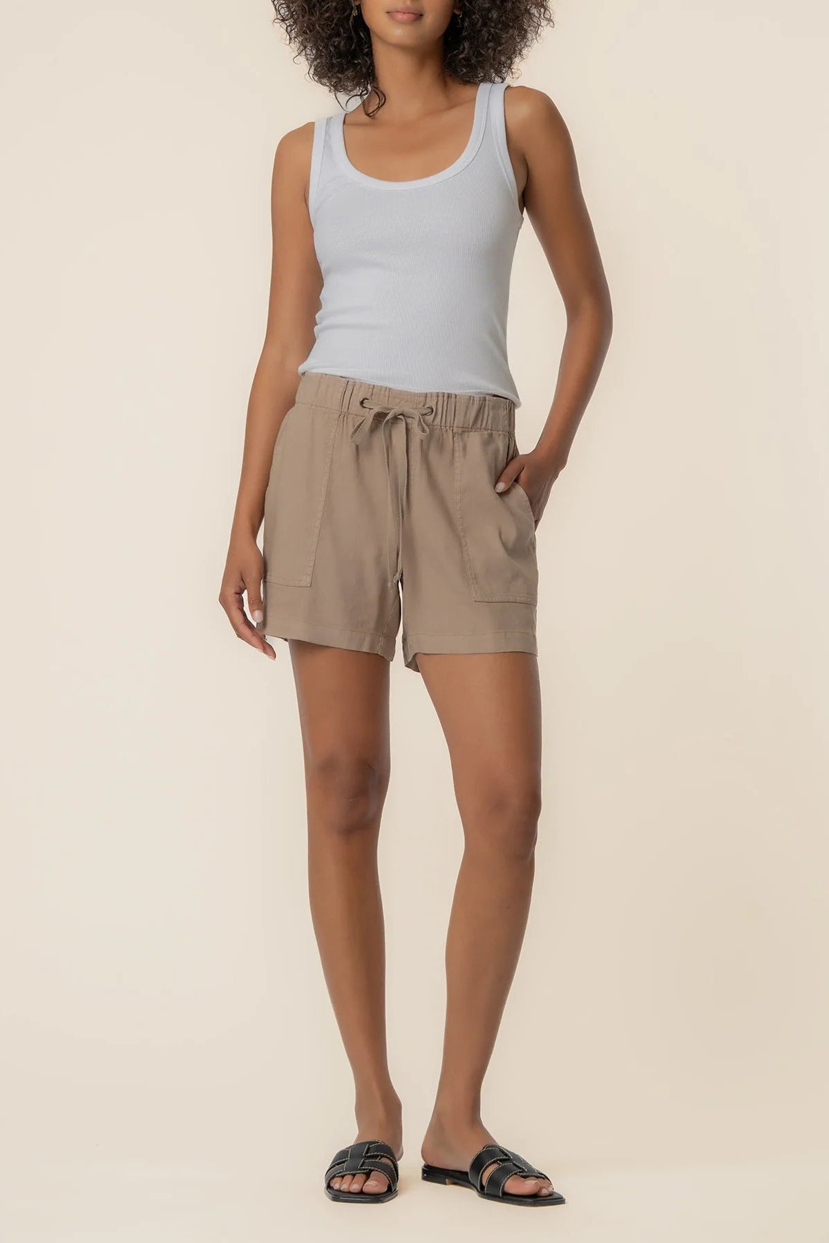 Katana Linen Drawstring Shorts Khaki