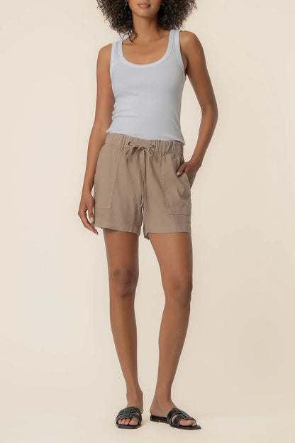 Katana Linen Drawstring Shorts Khaki