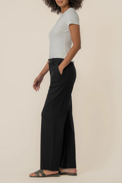 Meg Straight Leg Linen Blend Pants Black