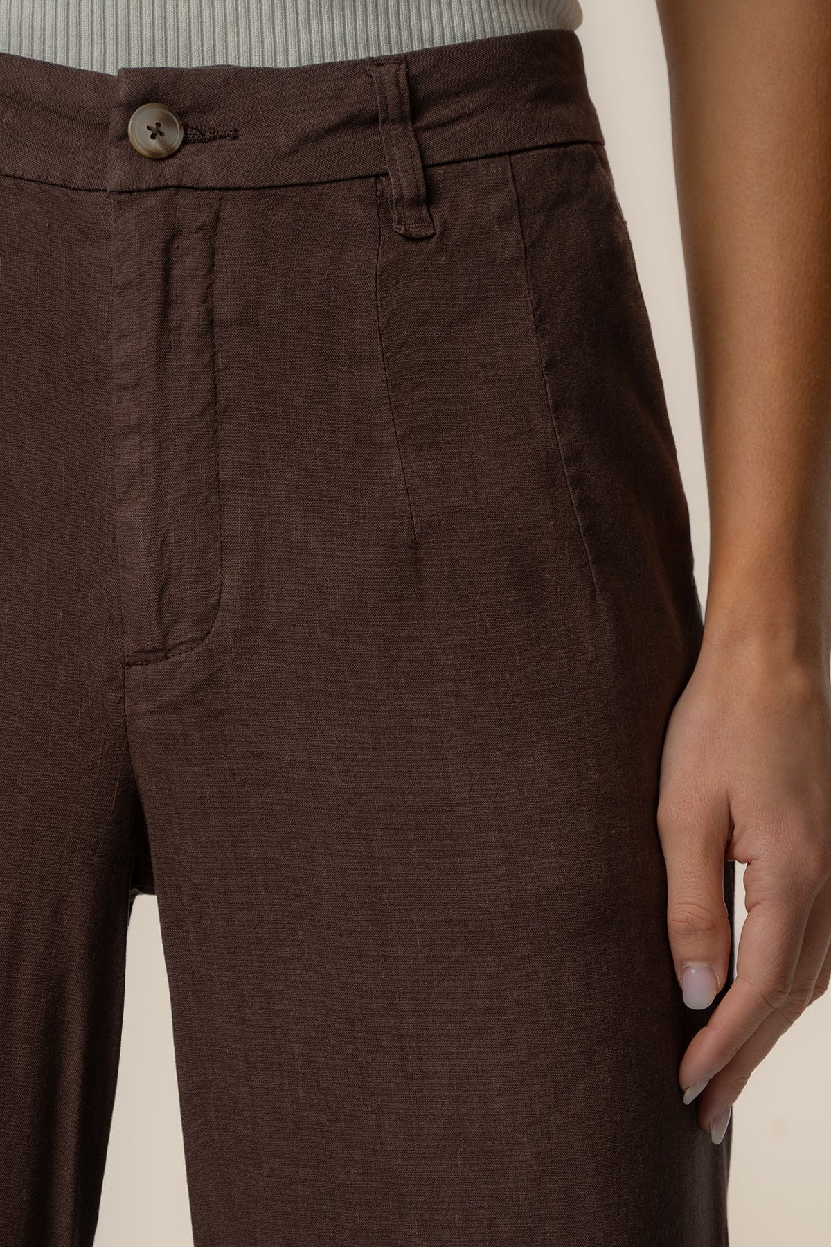 Meg Straight Leg Linen Blend Pants Chocolate