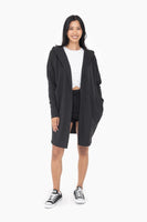 Longline Open Hoodie Black