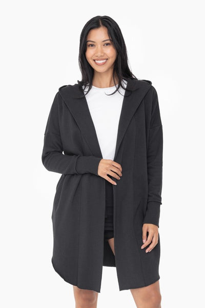 Longline Open Hoodie Black