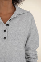 Lilia Button Front Sweater Heather Grey