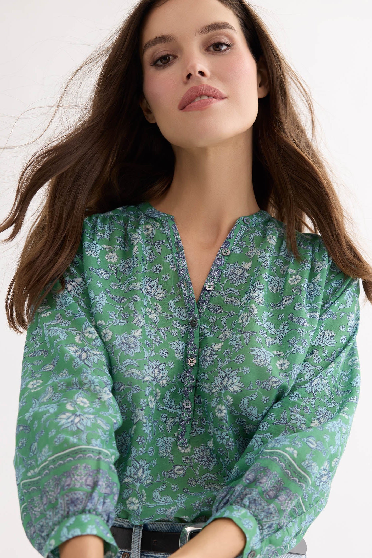 Katarina Printed Popover Top