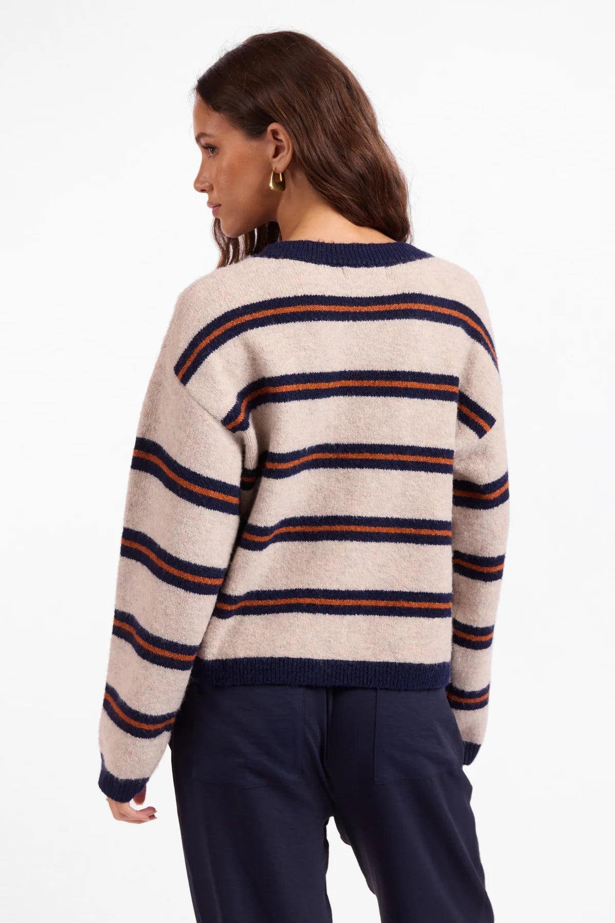 Hudson Stripe Crewneck Sweater Navy Rust