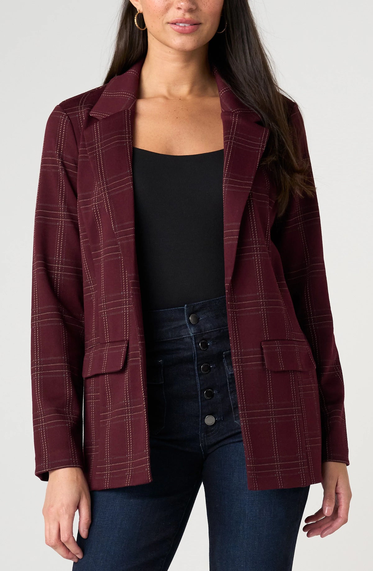 Boyfriend Blazer Burgundy Multi