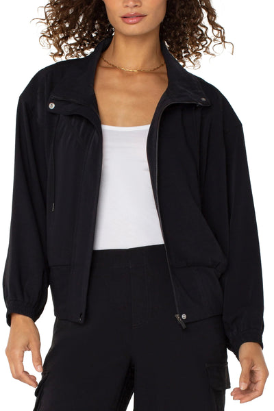 Zip Up Dolman Jacket Black