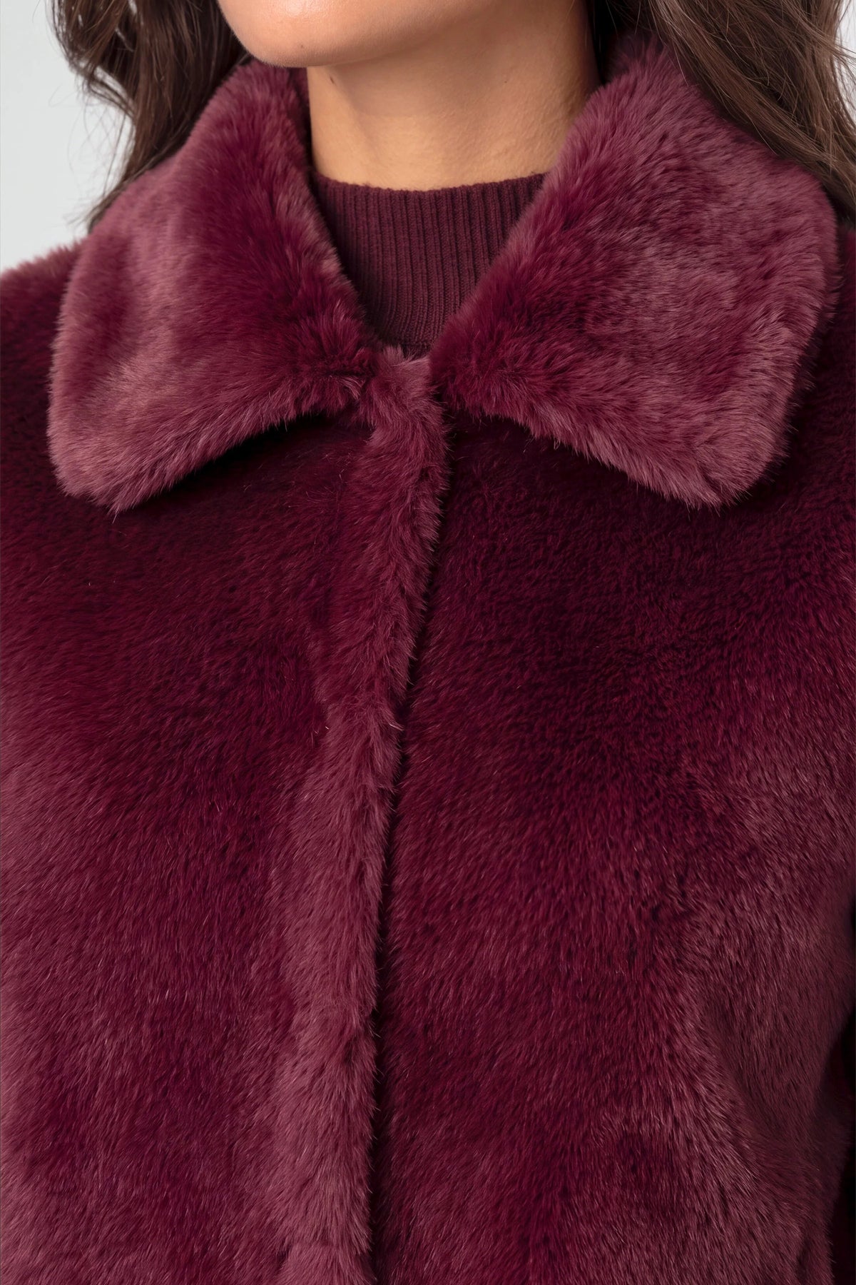 Collard Faux Fur Jacket