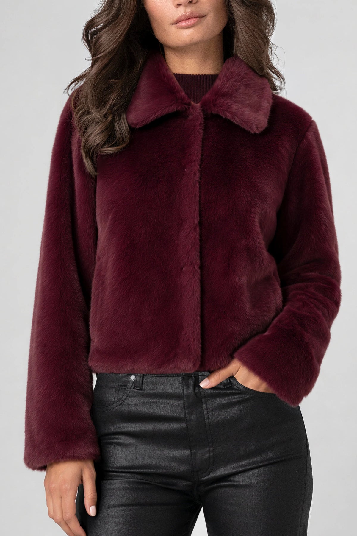 Collard Faux Fur Jacket