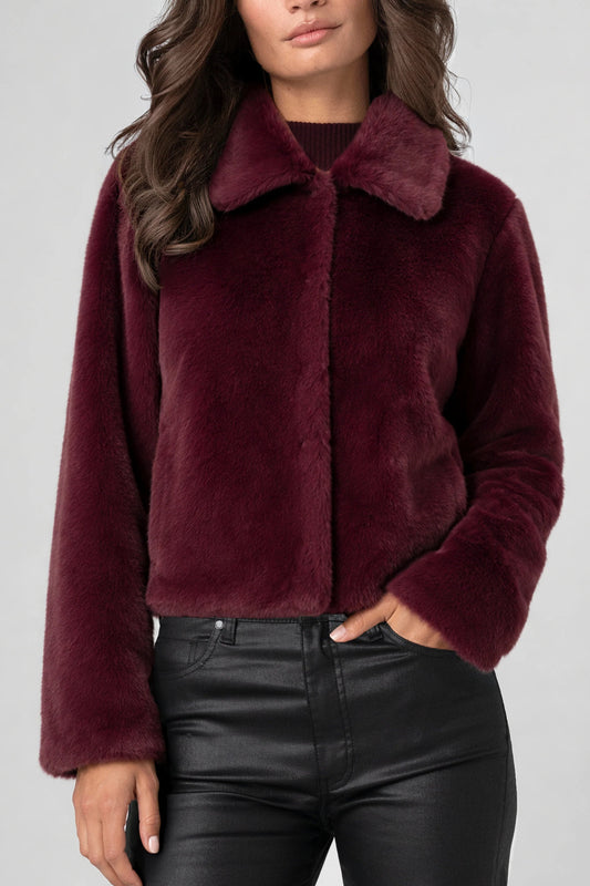 Collard Faux Fur Jacket