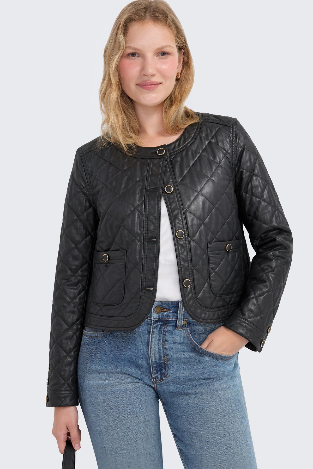Quilted Collarless Jacket