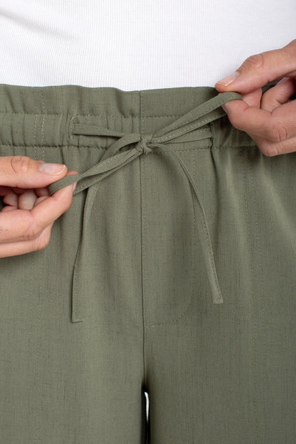 Tie Waist Wide Leg Pant Martini Olive