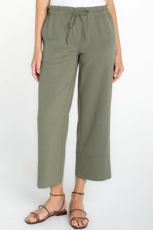 Tie Waist Wide Leg Pant Martini Olive