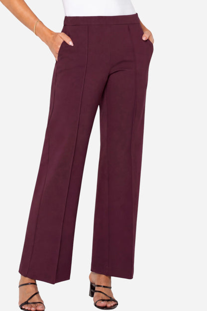 Kayla Pull-On Wide Leg Trouser Dark Oxblood