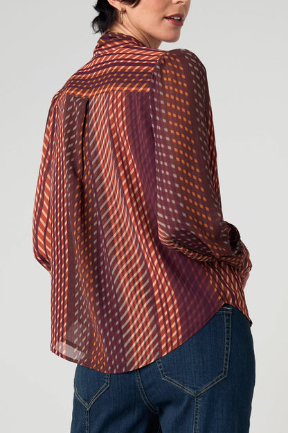 Long Sleeve Blouse with Neck Tie