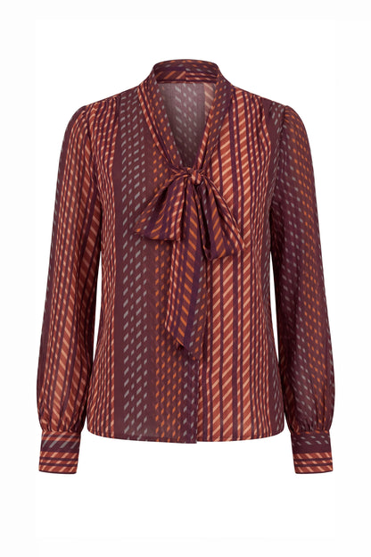 Long Sleeve Blouse with Neck Tie