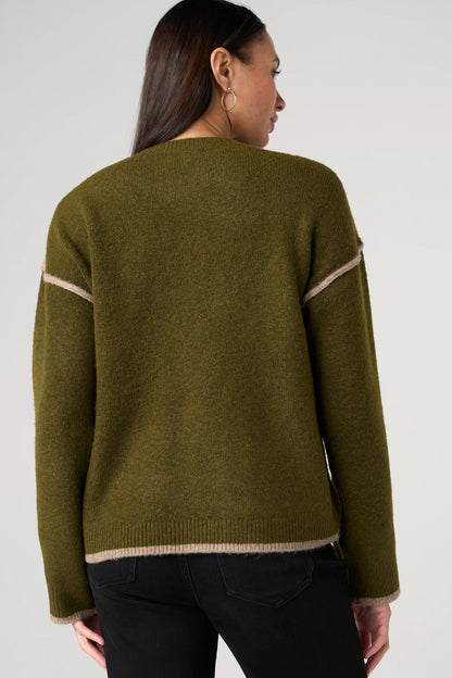 Sweater with Tulip Hem Olive Mushroom