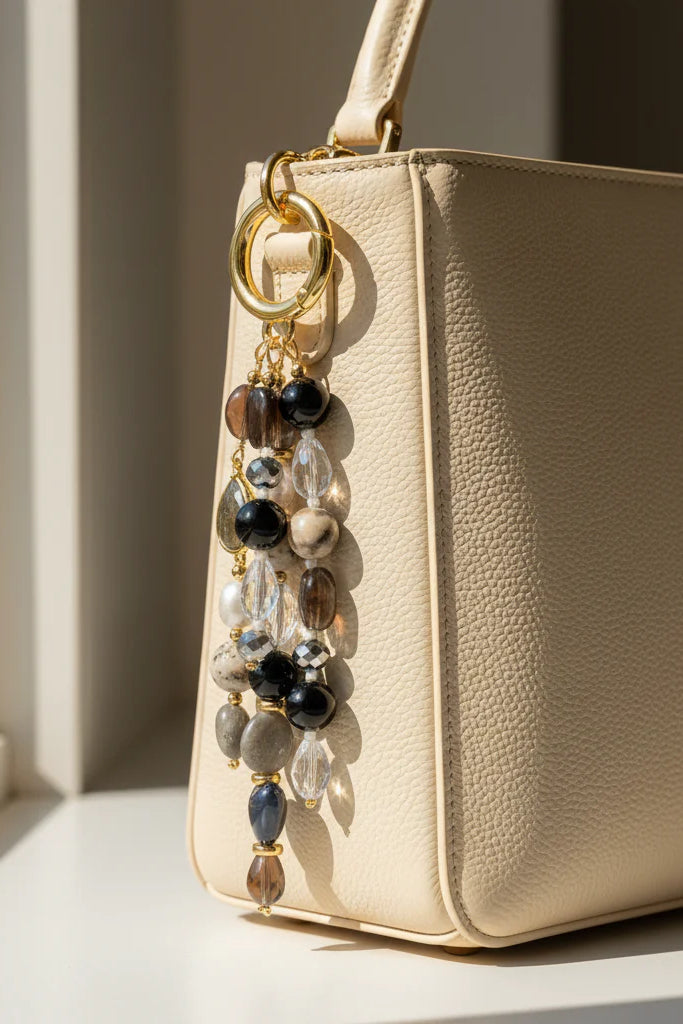 Harmony Bag Charm Labradorite Obsidian
